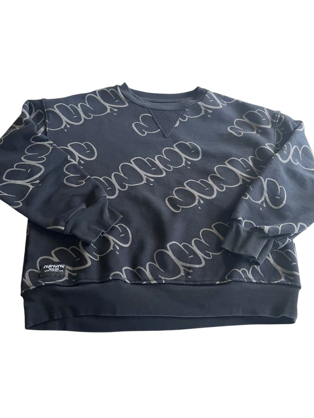 Nununu unisex boy girl black bubbly letters sweatshirt size 10-11